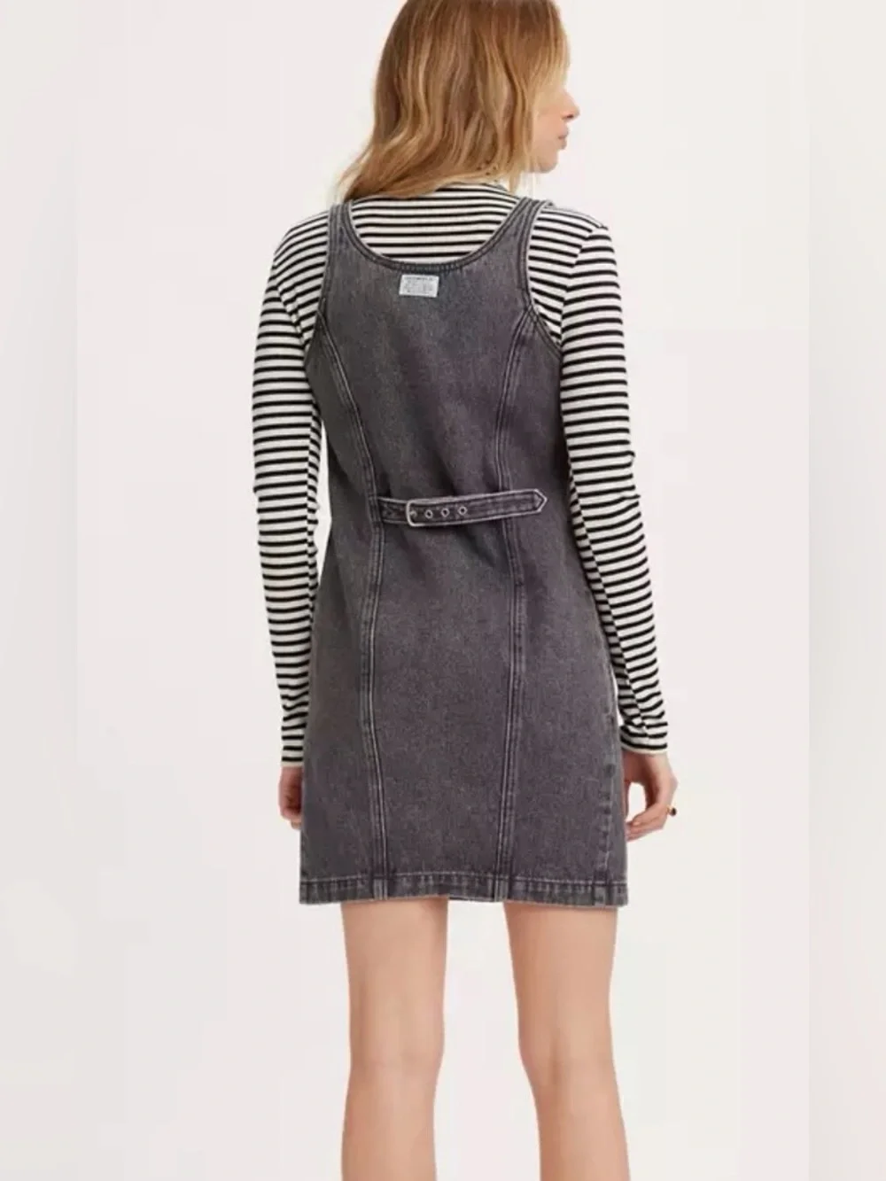 Levi’s Tuli Denim Mini Dress Black Stonewash Size M NWT - Picture 2 of 12